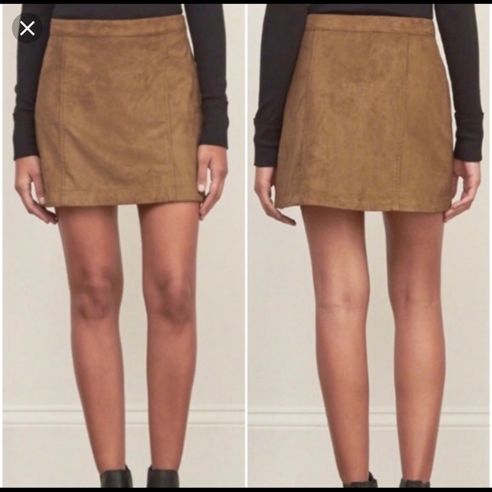 FAUX SUEDE A&F SIZE 8 TAN A-LINE MINI SKIRT